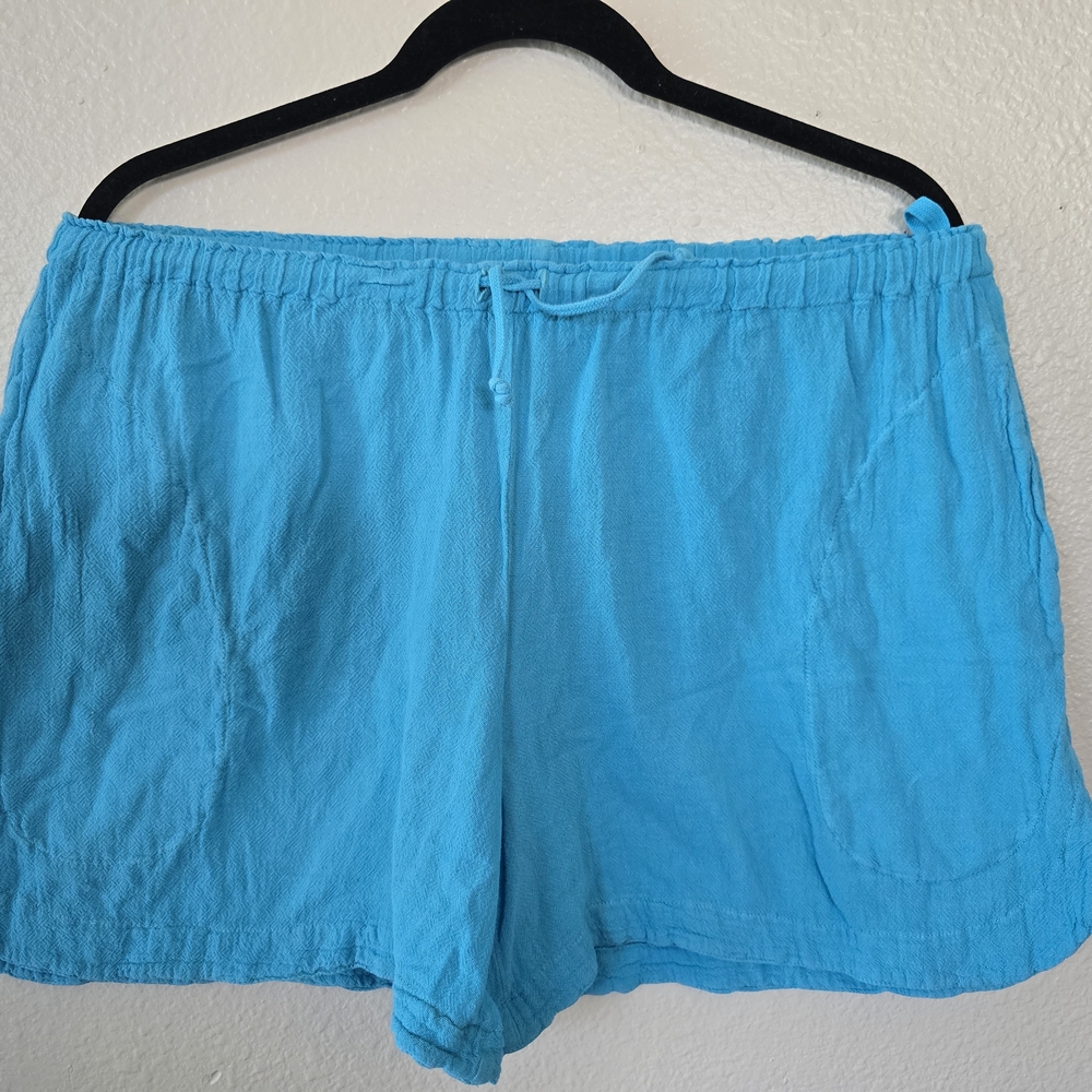 Oh My Gauze Blue Shorty Shorts Lightweight Elastic Waist